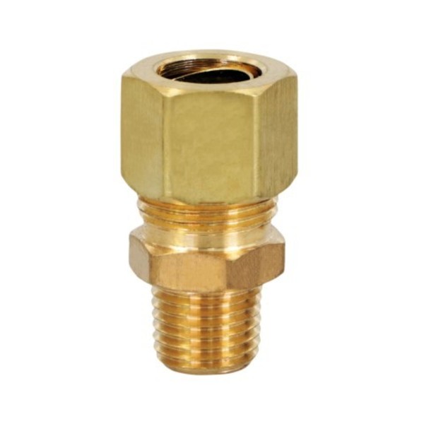 Everflow 1/2" O.D. COMP x 1/4" MIP Reducing Adapter Pipe Fitting, Lead Free Brass C68R-1214-NL